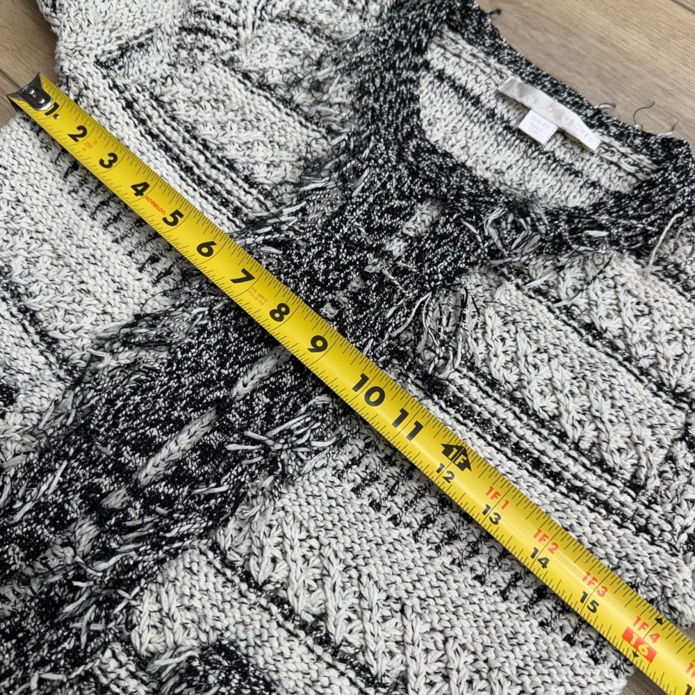 Boston Proper Fringe Chunky Knit Cropped Cardigan Jacket Striped Bohemian XS - Picture 13 of 15